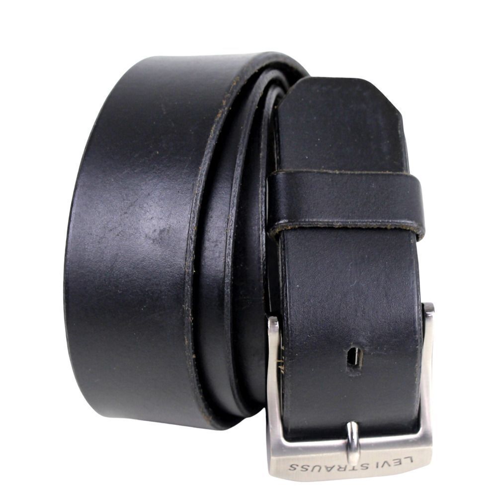 Levi's SADDLE BLACK REAL LEATHER 1 1/2"Wd DRESS CASUAL MEN'S BELT Sz 44/110 (1M